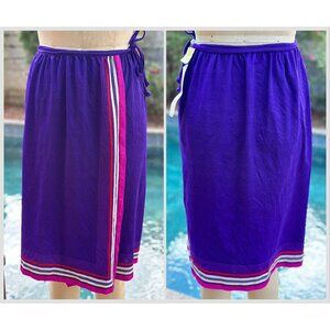 Vintage 1970s/1980s Purple Nylon Wrap Skirt Swimsuit Cover-Up, Going Places XS-S